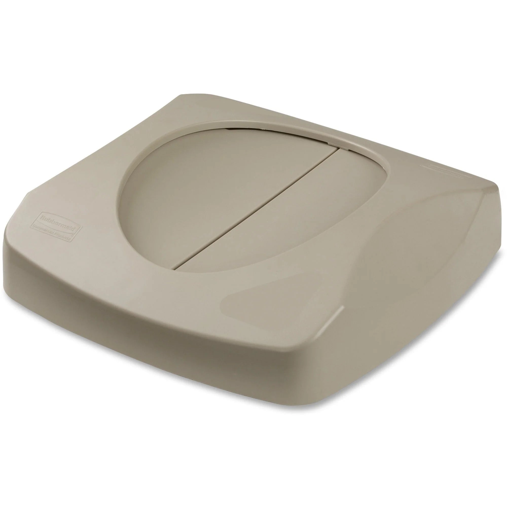 Rubbermaid Commercial Untouchable Swing Top Lid - Beige - 6/Carton - Waste Containers & Lids