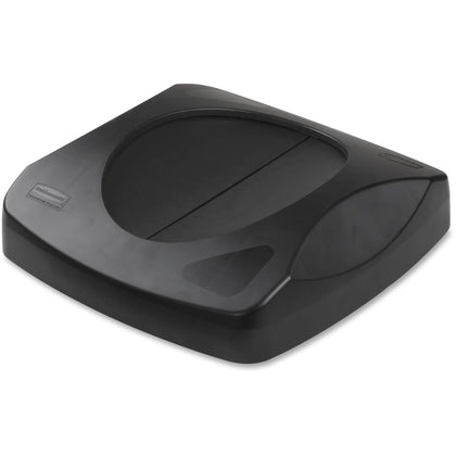 Rubbermaid Commercial Untouchable Swing Top Lid - Black Square Bin - Waste Containers & Lids