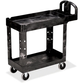 Rubbermaid Commercial Utility Cart: 2-Shelf 500 lb Capacity Resin Black - Carts