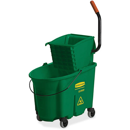 Rubbermaid Commercial WaveBrake 35 QT Side Press & Wringer - Splash Resistant - Green - Buckets Wringers