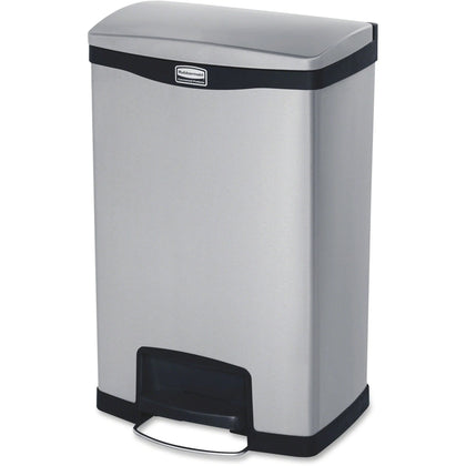 Rubbermaid Slim Jim Metal Front Step Can - 13 gal Capacity - Waste Containers & Lids