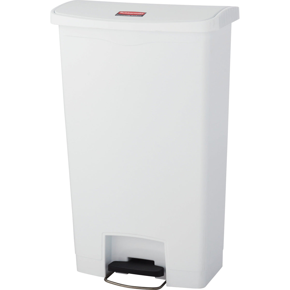 Rubbermaid Slim Jim Step-On Container - 18 gal Capacity - Durable Foot Pedal - White - Waste Containers & Lids