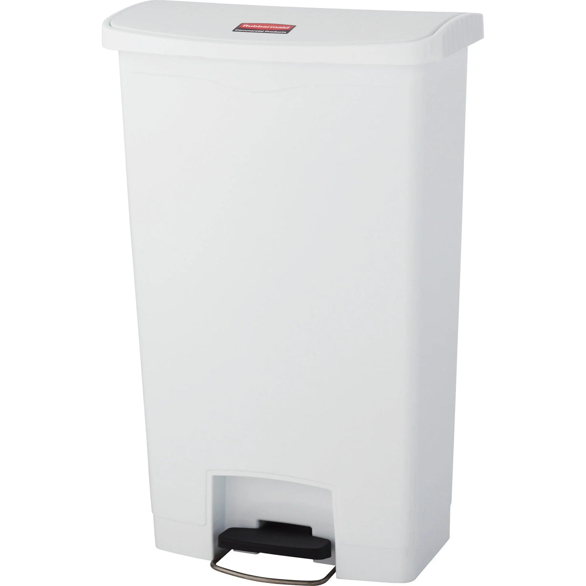 Rubbermaid Slim Jim Step-On Container - 18 gal Capacity - Durable Foot Pedal - White - Waste Containers & Lids