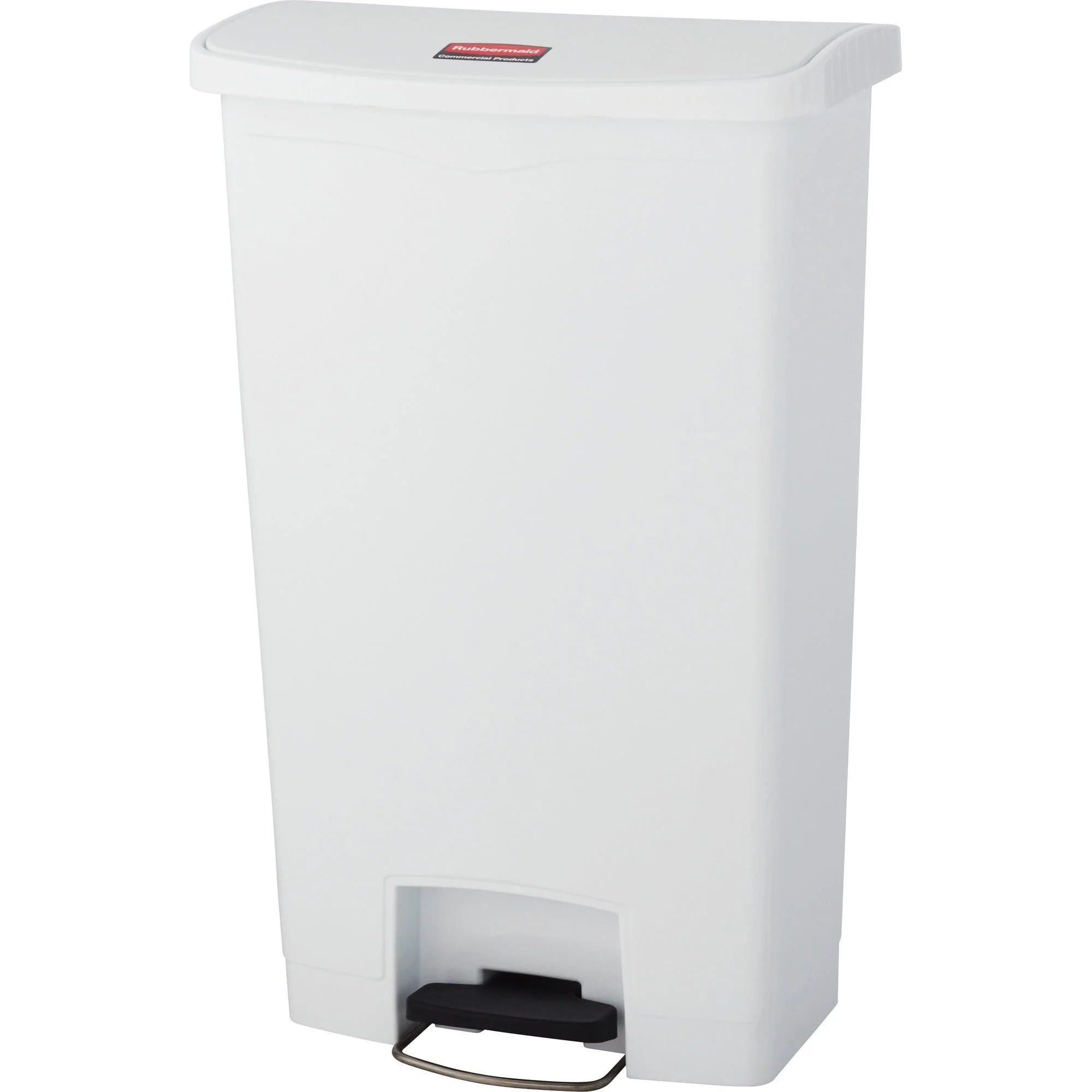 Rubbermaid Slim Jim Step-On Container - 18 gal Capacity - Durable Foot Pedal - White - Waste Containers & Lids