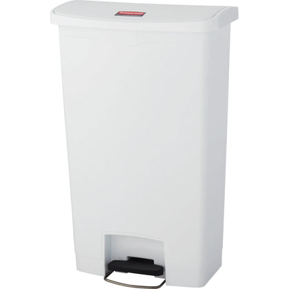 Rubbermaid Slim Jim Step-On Container - 18 gal Capacity - Durable Foot Pedal - White - Waste Containers & Lids