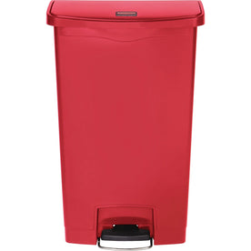 Rubbermaid Slim Jim Step-On Container - 18 gal Capacity - Durable Foot Pedal - Red - Waste Containers & Lids