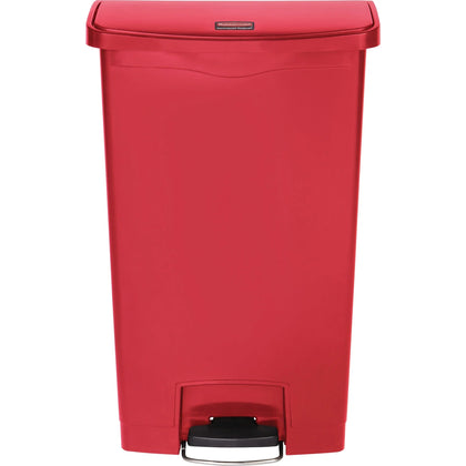 Rubbermaid Slim Jim Step-On Container - 18 gal Capacity - Durable Foot Pedal - Red - Waste Containers & Lids