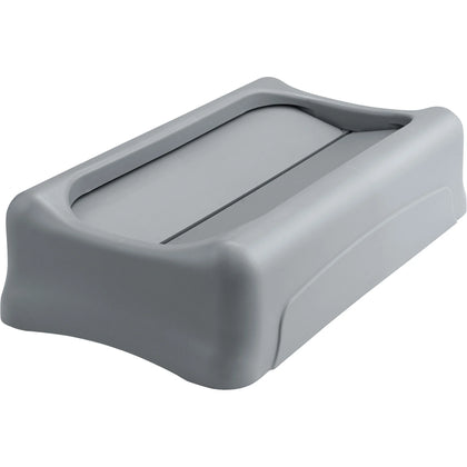 Rubbermaid Slim Jim Swing Lid Container - Gray Plastic - 4/Carton - Waste Containers & Lids
