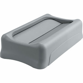 Rubbermaid Slim Jim Swing Lid Container - Rectangular Plastic Gray - Waste Containers & Lids