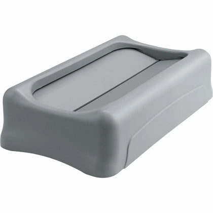 Rubbermaid Slim Jim Swing Lid Container - Rectangular Plastic Gray - Waste Containers & Lids