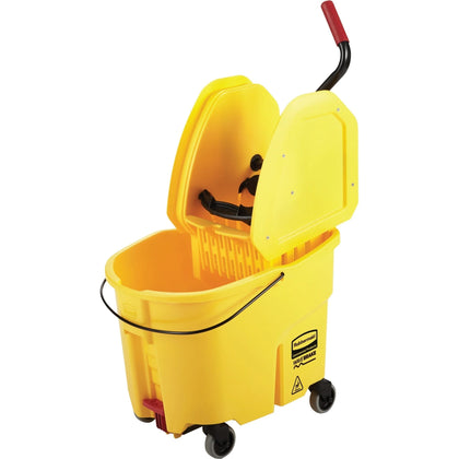 Rubbermaid WaveBrake Combo Mop Bucket - 8.75 gal - Tubular Steel & Plastic - Buckets Wringers
