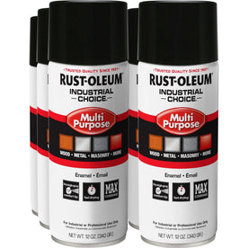 Rust-Oleum Industrial Choice Gloss Black Enamel Spray Paint - 12 fl oz (6/Carton) - Marking