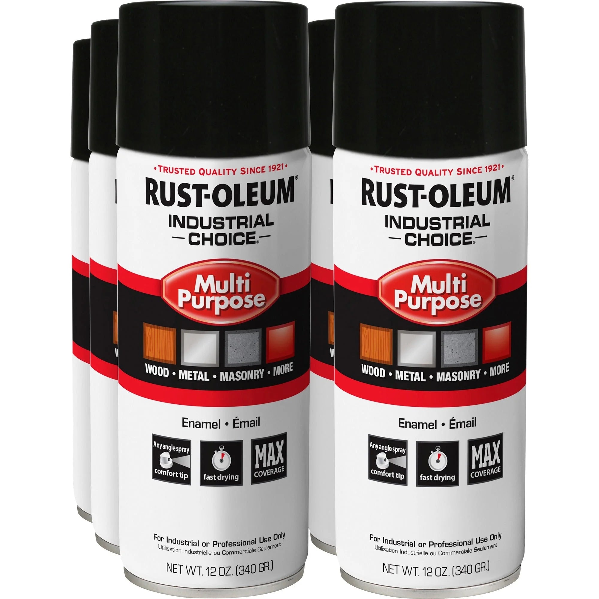 Rust-Oleum Industrial Choice Gloss Black Enamel Spray Paint - 12 fl oz (6/Carton) - Marking
