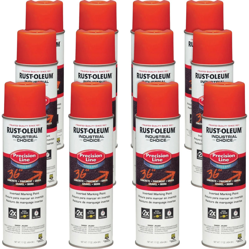 Rust-Oleum Precision Line Marking Paint - Alert Orange - 17 fl oz - 12/Carton - Industrial
