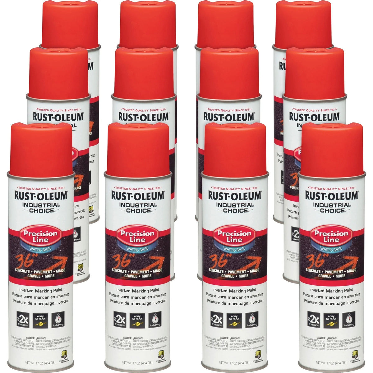 Rust-Oleum Precision Line Marking Paint - Safety Red - 17 fl oz - 12/Carton - Industrial