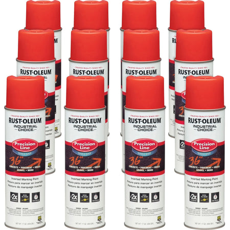 Rust-Oleum Precision Line Marking Paint - Safety Red - 17 fl oz - 12/Carton - Industrial