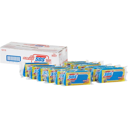 S.O.S All-Surface Scrubber Sponge - Versatile Cleaning - 12/ Carton - Sponges Pads & Wipers