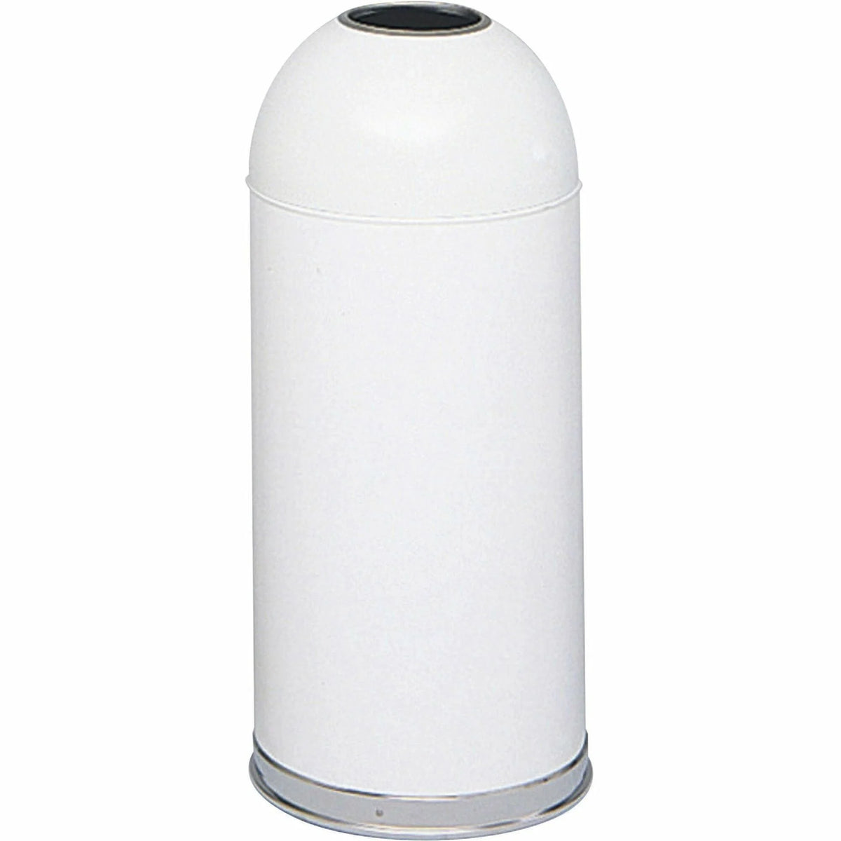 Safco Dome Waste Receptacle: 15 gal Stainless Steel - White - Containers & Lids