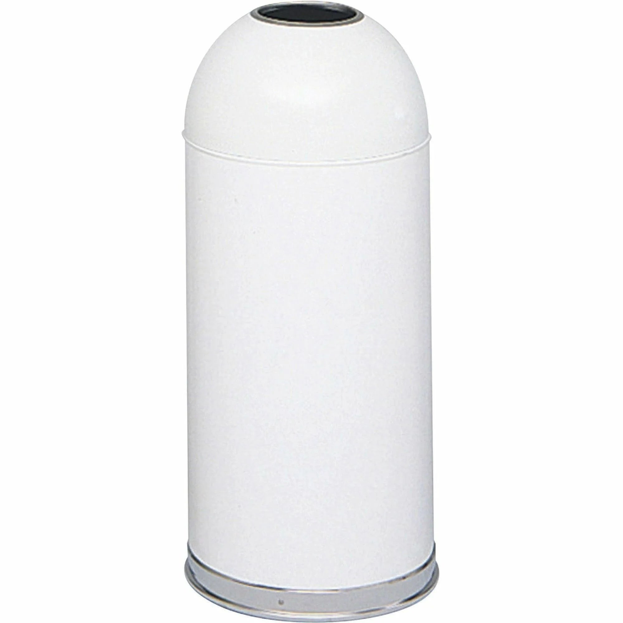 Safco Dome Waste Receptacle: 15 gal Stainless Steel - White - Containers & Lids