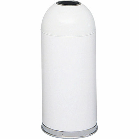 Safco Dome Waste Receptacle: 15 gal Stainless Steel - White - Containers & Lids