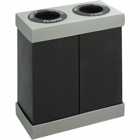 Safco Double Recycling Center: 28 gal Capacity Rectangular - Black - Waste Containers & Lids