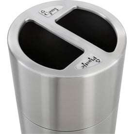 Safco Dual Recycling Receptacle: 30 gal Capacity Aluminum & Stainless Steel - Waste Containers Lids