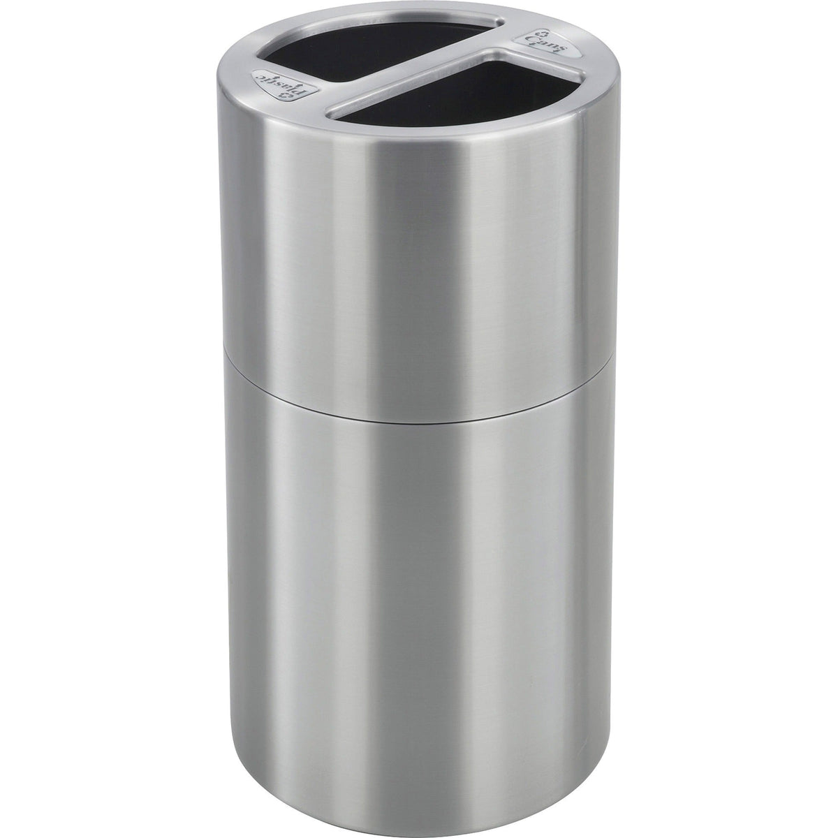 Safco Dual Recycling Receptacle: 30 gal Capacity Aluminum & Stainless Steel - Waste Containers Lids