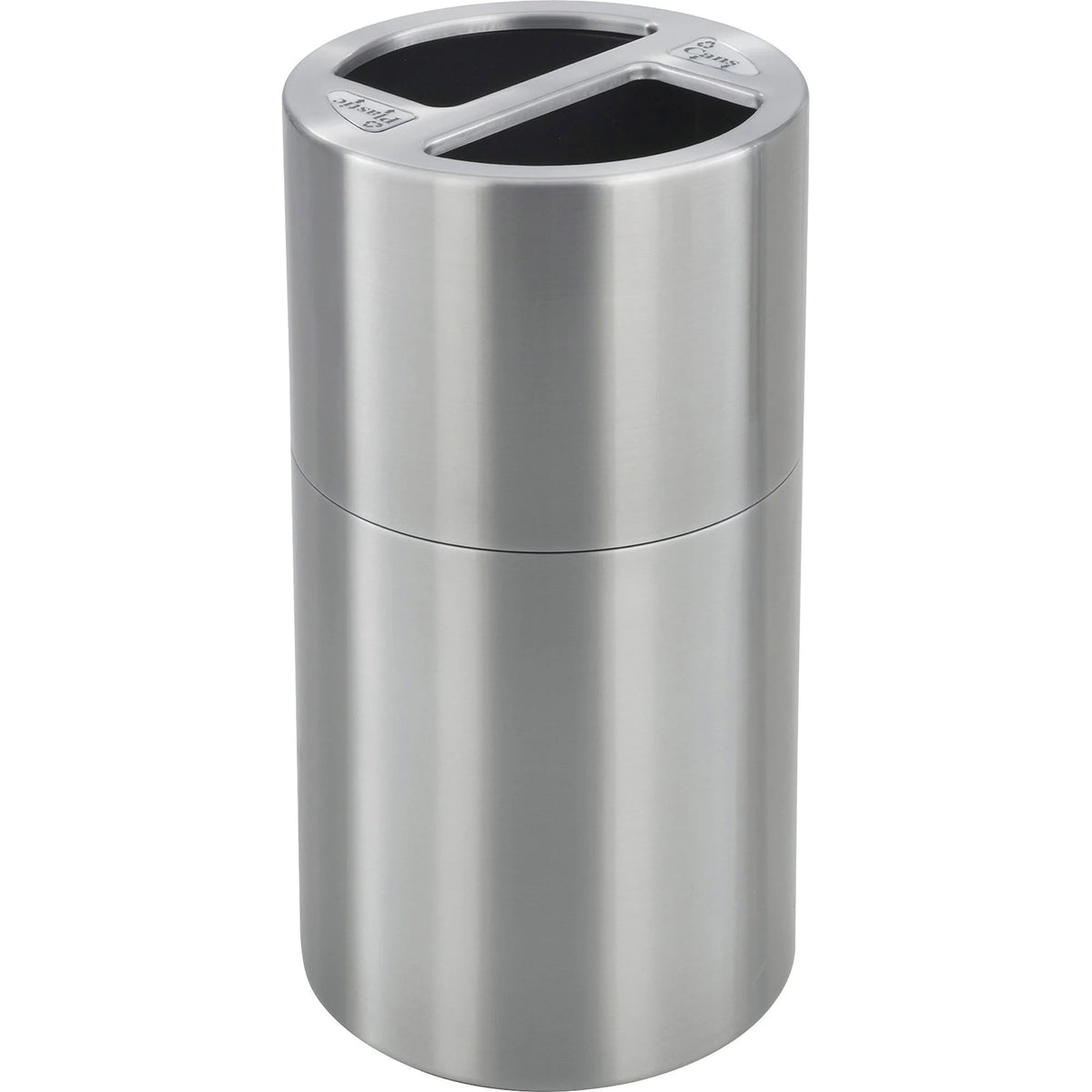 Safco Dual Recycling Receptacle: 30 gal Capacity Aluminum & Stainless Steel - Waste Containers Lids