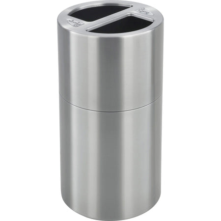 Safco Dual Recycling Receptacle: 30 gal Capacity Aluminum & Stainless Steel - Waste Containers Lids