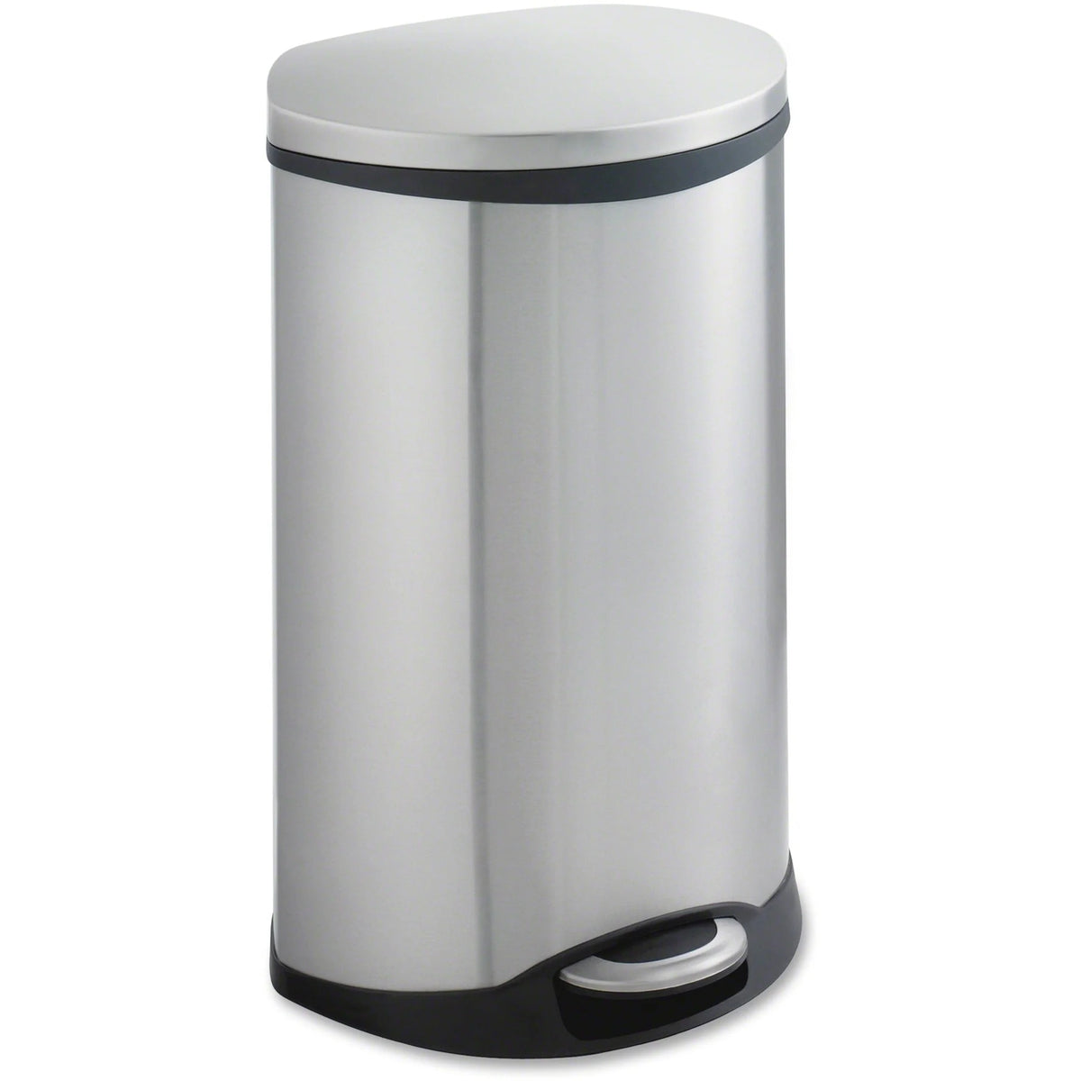 Safco Ellipse Step On Can: 12.50 gal Waste Receptacle - Stainless Steel - Containers & Lids