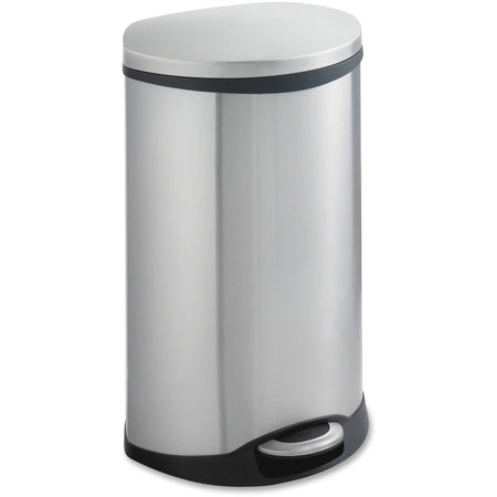 Safco Ellipse Step On Can: 12.50 gal Waste Receptacle - Stainless Steel - Containers & Lids
