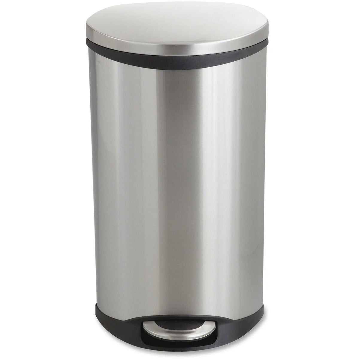 Safco Ellipse Step-On Receptacle - 7.50 gal - Stainless Steel - Waste Containers & Lids