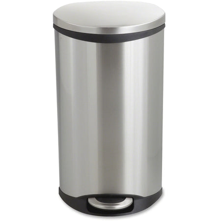Safco Ellipse Step-On Receptacle - 7.50 gal - Stainless Steel - Waste Containers & Lids