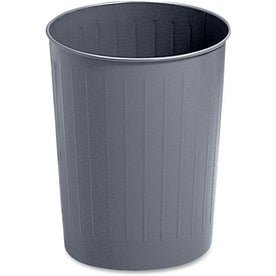 Safco Fire-Safe Steel Wastebasket - 5.88 gal Capacity - Charcoal Gray - Waste Containers & Lids
