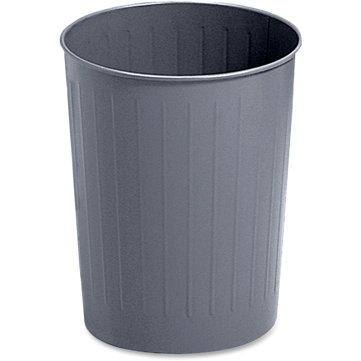 Safco Fire-Safe Steel Wastebasket - 5.88 gal Capacity - Charcoal Gray - Waste Containers & Lids