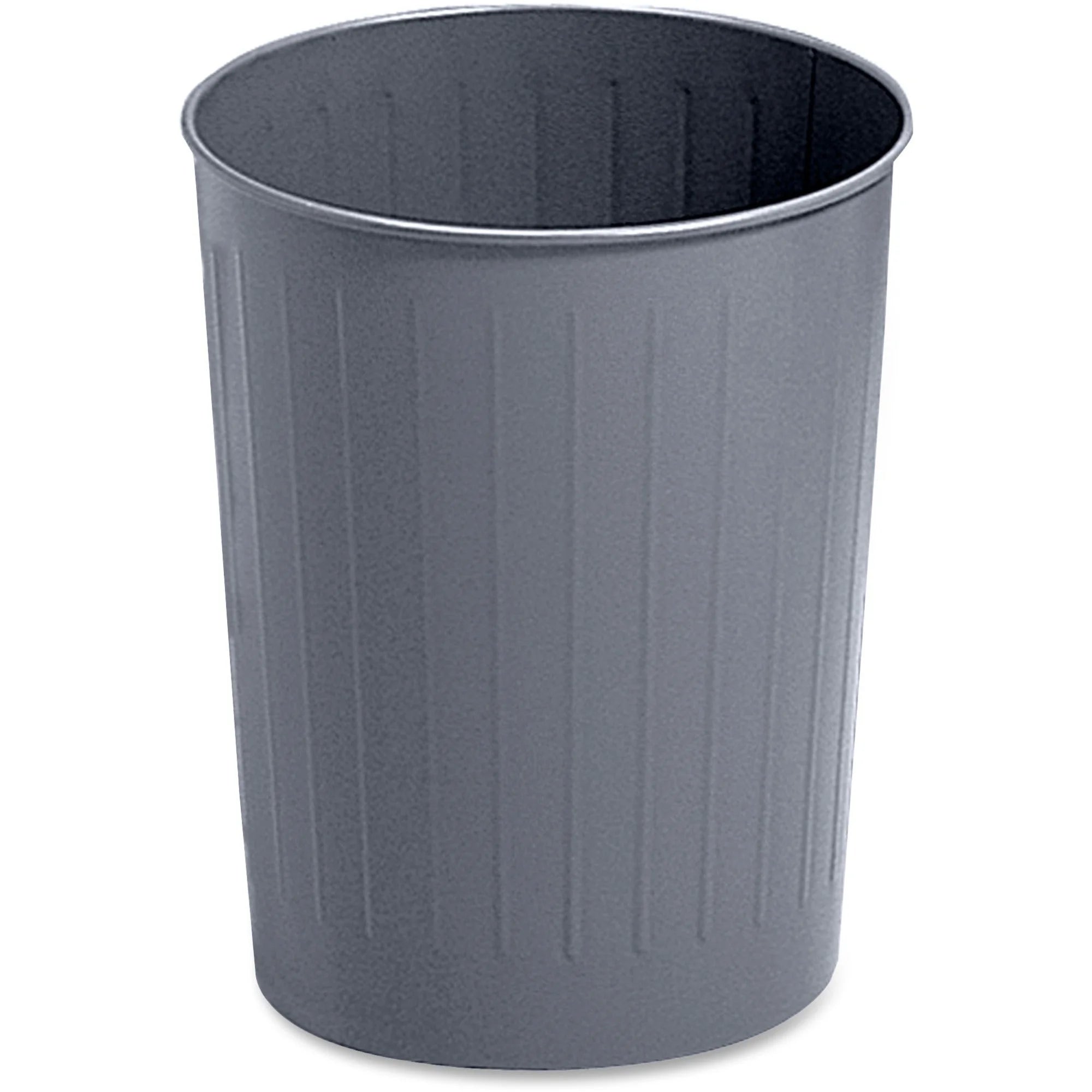 Safco Fire-Safe Steel Wastebasket - 5.88 gal Capacity - Charcoal Gray - Waste Containers & Lids
