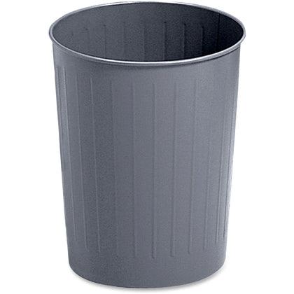 Safco Fire-Safe Steel Wastebasket - 5.88 gal Capacity - Charcoal Gray - Waste Containers & Lids