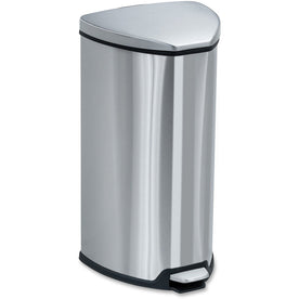 Safco Hands-free Step-on Stainless Receptacle - 7 gal Capacity - Waste Containers & Lids