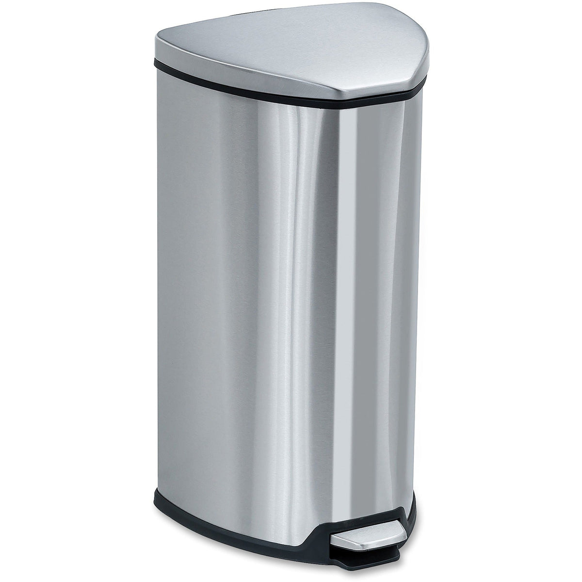 Safco Hands-free Step-on Stainless Receptacle - 7 gal Capacity - Waste Containers & Lids
