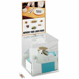 Safco Locking Acrylic Collection Box - Customizable Clear 21’’H x 9.25’’W 9.25’’D - Mailbox/Suggestion Boxes