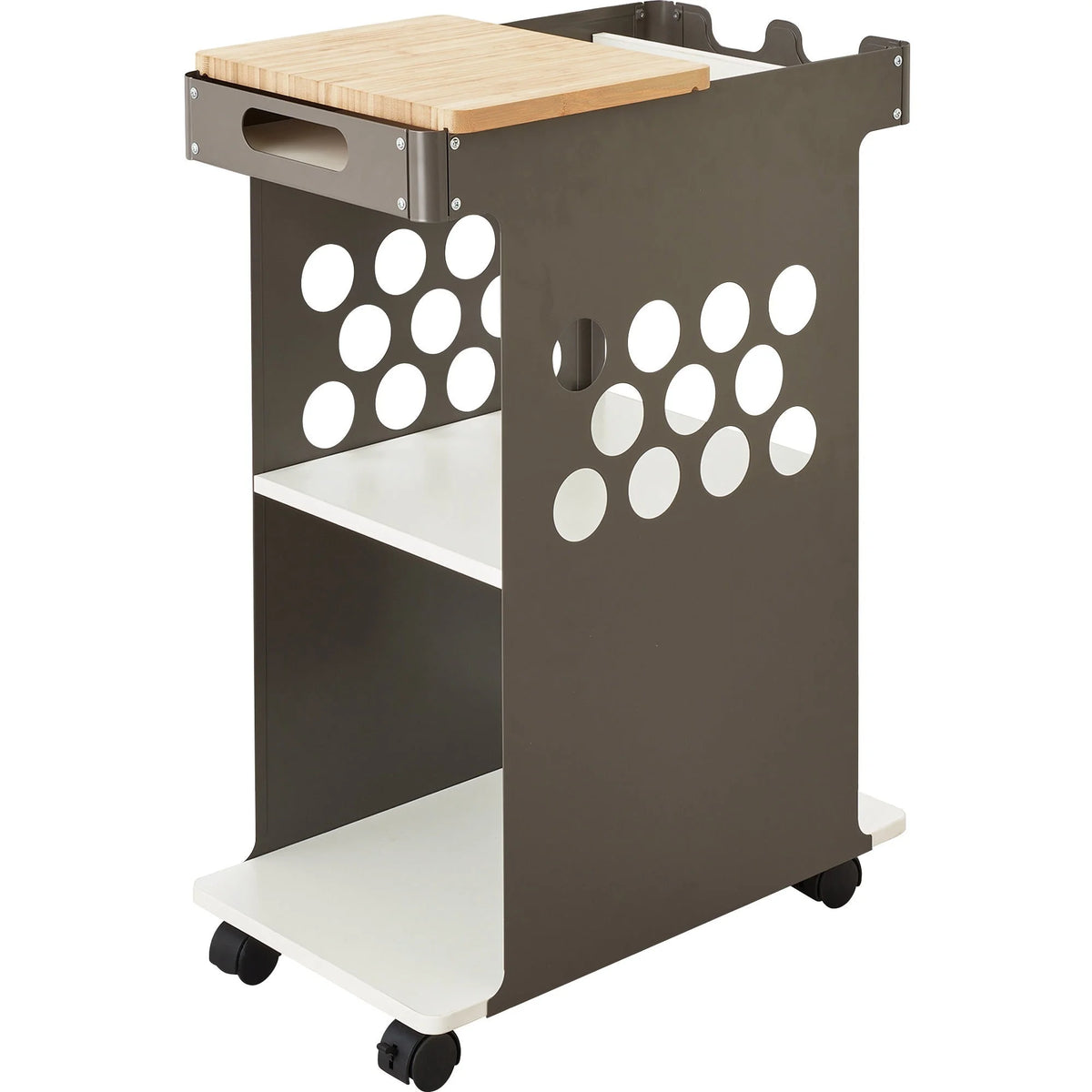 Safco Mini Rolling Storage Cart: 2-Shelf Bamboo Organizer - Carts