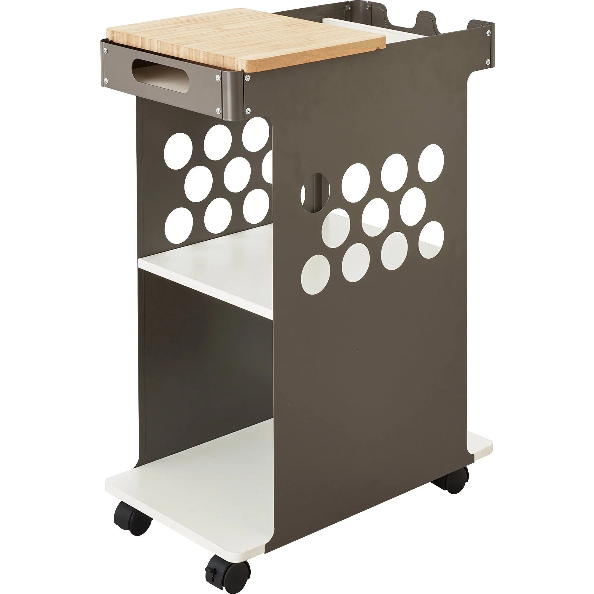 Safco Mini Rolling Storage Cart: 2-Shelf Bamboo Organizer - Carts