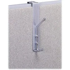 Safco Over-the-Panel Coat Hook - 2 Hooks - 8.5’’ Height x 1.5’’ Width - for Garment - Steel Aluminum - 1 Each - &