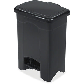 Safco Plastic Step-on Receptacle - 4 Gallon Capacity - Black - Waste Containers & Lids