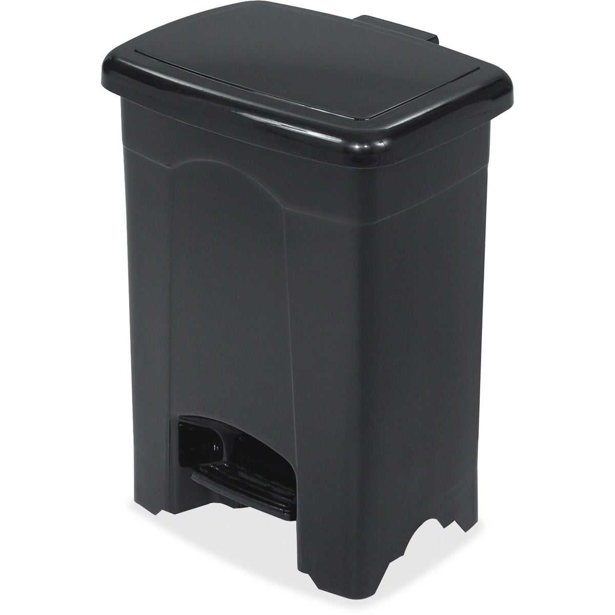 Safco Plastic Step-on Receptacle - 4 Gallon Capacity - Black - Waste Containers & Lids