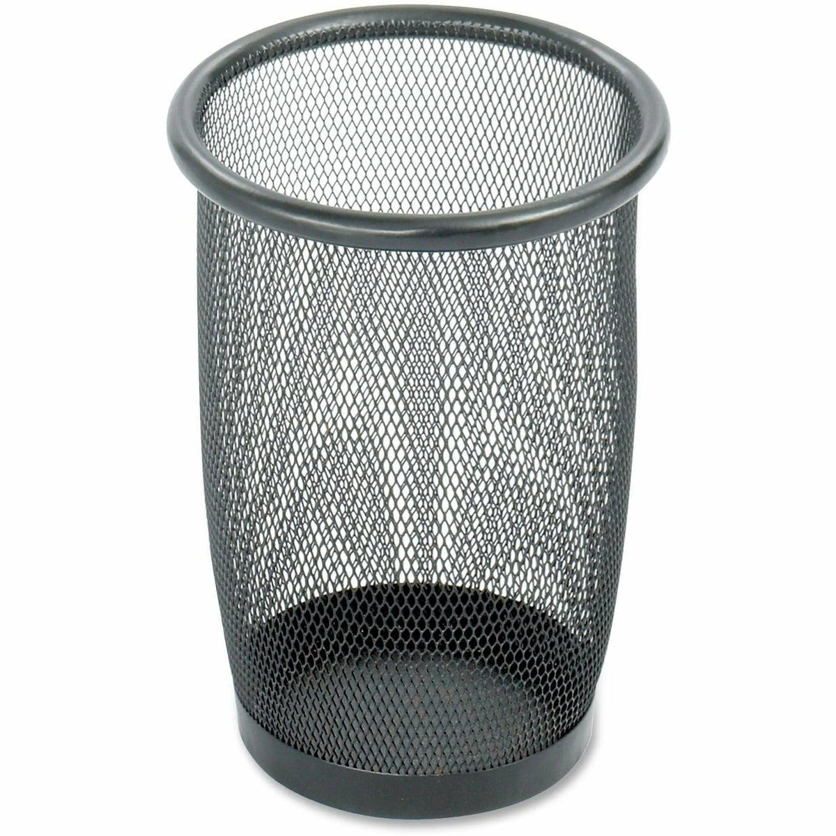 Safco Round Mesh Wastebasket - 3 Quart Capacity - Steel - Black - Waste Containers & Lids
