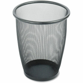 Safco Round Mesh Wastebasket - 5 gal Capacity - Steel - Black - Waste Containers & Lids