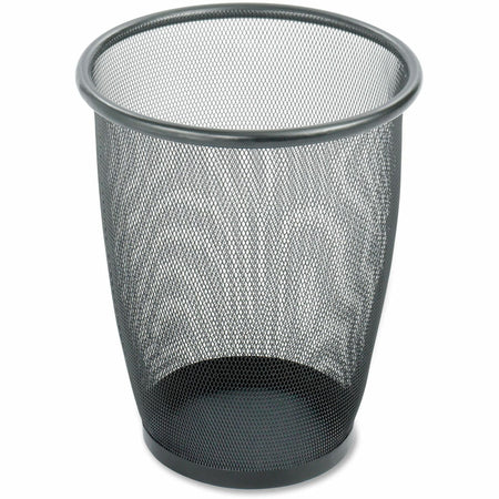 Safco Round Mesh Wastebasket - 5 gal Capacity - Steel - Black - Waste Containers & Lids