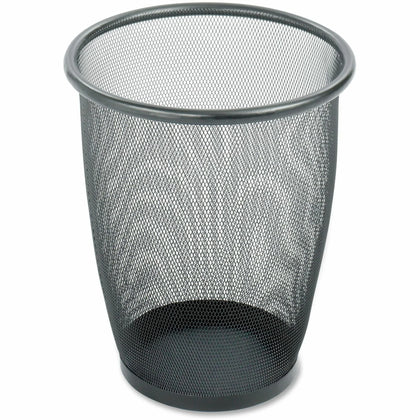 Safco Round Mesh Wastebasket - 5 gal Capacity - Steel - Black - Waste Containers & Lids