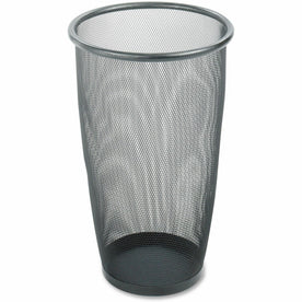 Safco Round Mesh Wastebasket - 9 gal Capacity - Steel - Black - Waste Containers & Lids